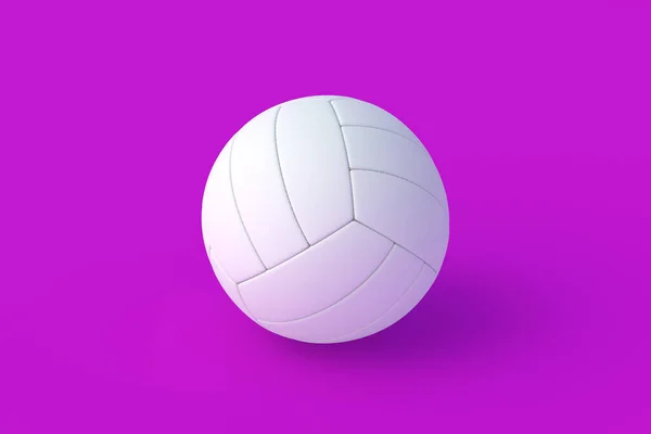 紫色背景的白色排球 运动器材 国际比赛 在体育学校接受训练 室外游戏 3D渲染 — 图库照片