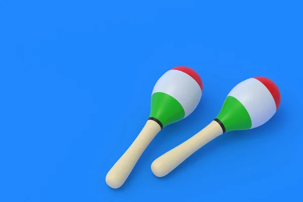 Maracas Mexicanas Colores Sobre Fondo Azul Instrumento Musical Nacional Equipo — Foto de Stock