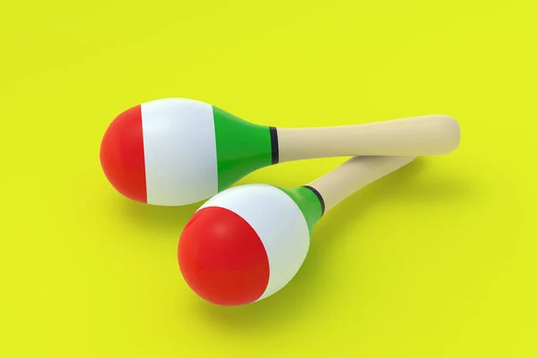 Maracas Yellow Background National Musical Instrument Traditional Carnival Equipment Festival — Stockfoto