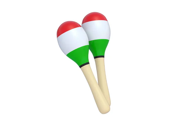 Maracas Mexicanas Isoladas Sobre Fundo Branco Renderização — Fotografia de Stock