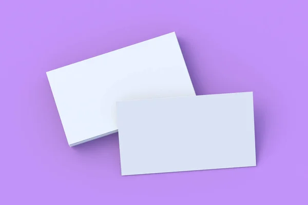 Weiße Visitenkarten Auf Violettem Hintergrund Darstellung — Stockfoto