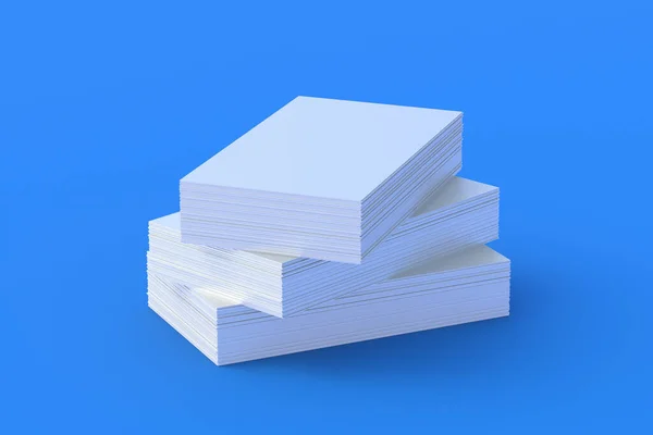 Heap Blank Business Cards Blue Background Render — Stock Photo, Image