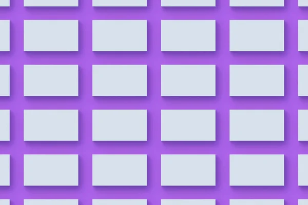 Reihen Von Visitenkarten Auf Violettem Hintergrund Ansicht Von Oben Darstellung — Stockfoto
