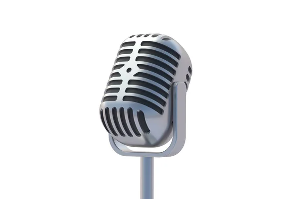 Metallic Microphone Isolated White Background Render — Stock Photo, Image