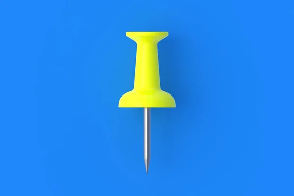 Yellow Push Pin Blue Background Stationery Tools Office Equipment School — Stock Photo, Image