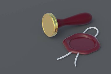 Balmumu pulunu iple mühürle. Garanti ve kalite notu. Posta etiketi. Belge onayı. Gizli posta. Gizli bir mesaj. Uzayı kopyala 3d hazırlayıcı