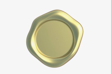 Beyaz arka planda izole edilmiş halatsız altın mühür damgası. 3d hazırlayıcı
