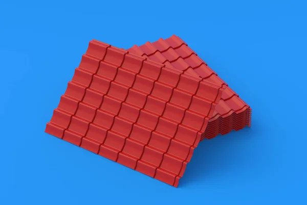现代金属屋顶瓷砖 当代屋顶系统 建筑材料 房子盖住的类型 3D渲染 — 图库照片