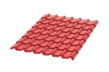 Metal çatı fayansı beyaz arka planda izole edildi. 3d hazırlayıcı