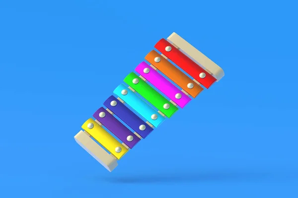 Xylophone Coloré Sur Fond Bleu Jouet Pour Enfants Éducation Préscolaire — Photo