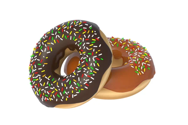 Donuts Isolado Fundo Branco Renderização — Fotografia de Stock