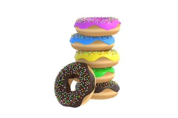 Donuts Geïsoleerd Witte Achtergrond Renderen — Stockfoto