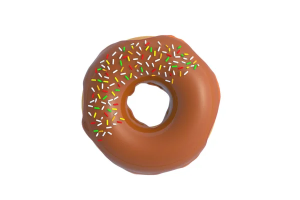 Donut Caramelo Isolado Sobre Fundo Branco Vista Superior Renderização — Fotografia de Stock