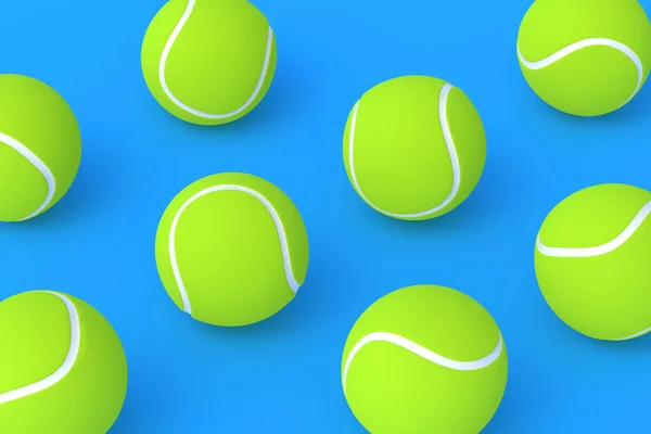 青い背景にテニスボールを投げます 国際選手権 スポーツ用具 アクティブスポーツ 余暇のためのゲーム 3Dレンダリング — ストック写真