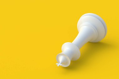 Sarı arka planda satranç figürü kral. Masa oyunları. Uluslararası turnuva. Hobi ve boş zaman. Uzayı kopyala 3d hazırlayıcı