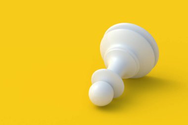 Sarı arka planda satranç figürü piyonu. Masa oyunları. Uluslararası turnuva. Hobi ve boş zaman. Uzayı kopyala 3d hazırlayıcı