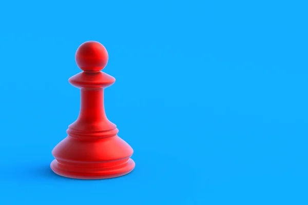 蓝色底色的红色金属棋子 桌上游戏 国际比赛 业余爱好和休闲 复制空间 3D渲染 — 图库照片