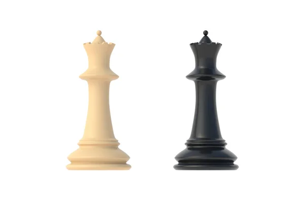 国际象棋形象女王被白色背景隔离 3D渲染 — 图库照片