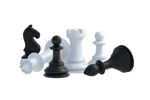 Šachové Figurky Izolované Bílém Pozadí Vykreslení — Stock fotografie