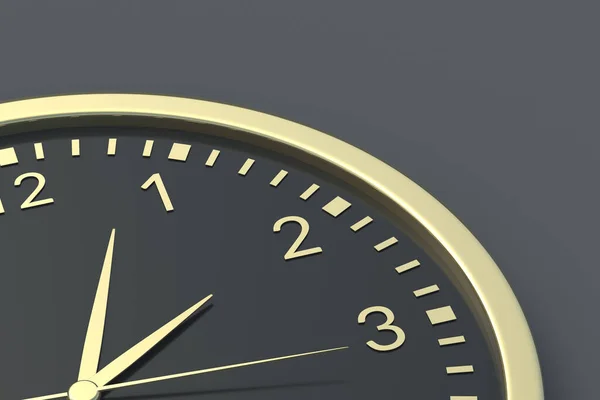 Luxury wall clock on dark background. 3d render