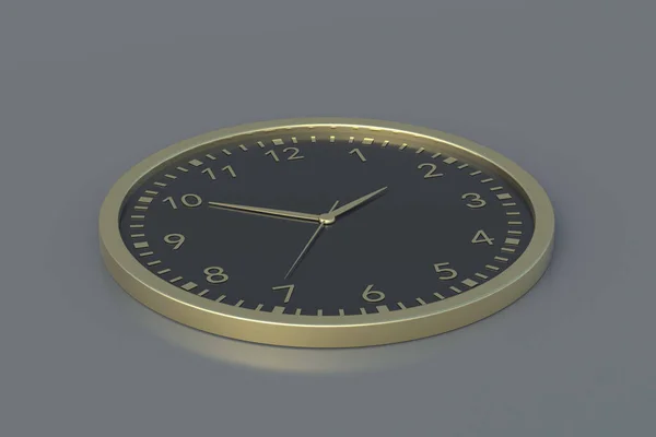 Relógios Parede Dourados Fundo Cinza Gestão Tempo Acessórios Para Casa — Fotografia de Stock