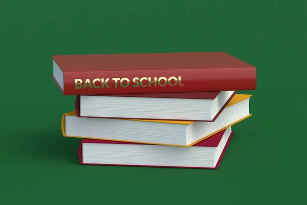 Stack Books Inscription Back School Education Concept Render — Stock Photo, Image