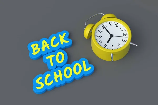 Word Back School Alarm Clock Education Concept Render — Stock Photo, Image