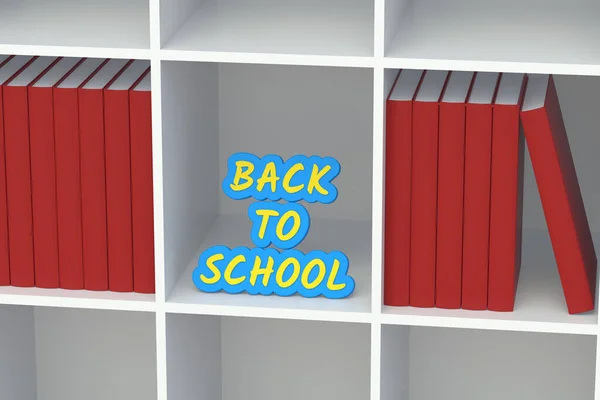 Zurück Die Schule Bücherregal Bildungskonzept Darstellung — Stockfoto