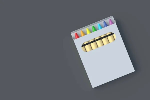 Cera Lápices Colores Paquete Sobre Fondo Gris Lápices Colores Vuelta — Foto de Stock