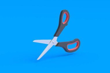 Mavi arka planda açık makas uçuşu. 3d hazırlayıcı