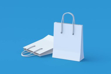Boş kağıt alışveriş torbaları. Ürün indirimi. Büyük indirim. 3d hazırlayıcı