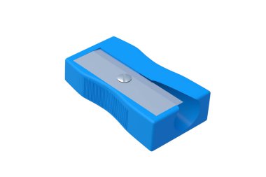 Kalem açacağı beyaz arkaplanda izole edilmiş. Kırtasiye malzemeleri. Okul için alet. 3d hazırlayıcı