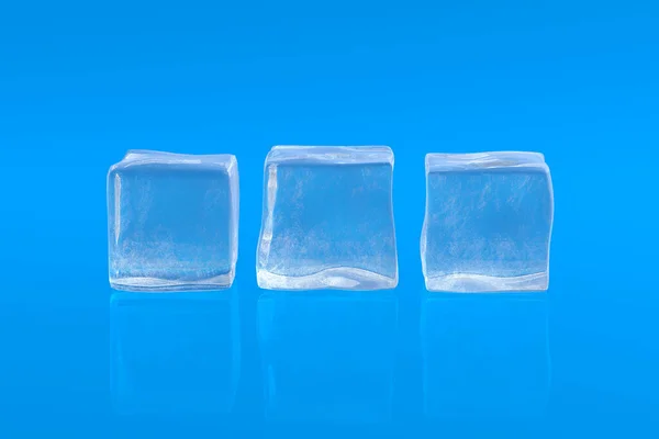 Cubi Ghiaccio Quadrati Sfondo Blu Bevande Fredde Ingredienti Rinfrescanti Bevande — Foto Stock