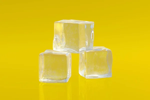 Cubos Hielo Cuadrados Sobre Fondo Amarillo Bebidas Frías Refrescante Bebidas —  Fotos de Stock