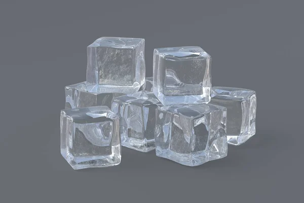 Stack Ice Cubes Gray Background Cold Beverages Refreshing Drinks Ingredients — Stock Fotó