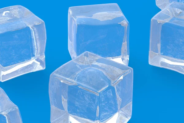 Покинуті Кубики Льоду Синьому Фоні Холодні Напої Освіжаючі Напої Інгредієнти — стокове фото