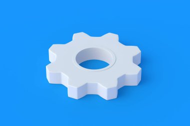 Mavi arka planda vites. Mühendislik teknolojisi. Mekanizma gelişimi. Endüstriyel gelişme. Fikir konsepti. İş birliği. Takım çalışması ve iletişim. 3d hazırlayıcı