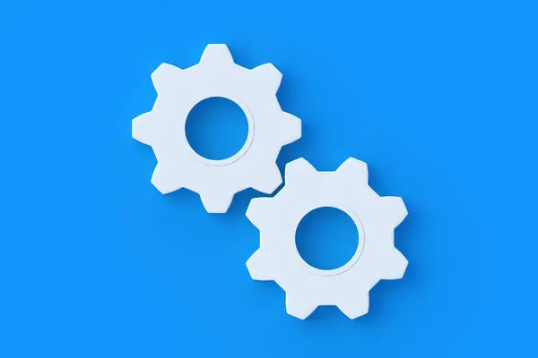 Gears Blue Background Engineering Technology Mechanism Development Industrial Progress Idea — Stockfoto