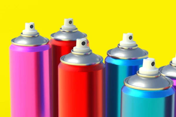 Metallic Cans Spray Paint Hairspray Lacquer Disinfectant Sprayer Renovation Equipment — Stock Photo, Image