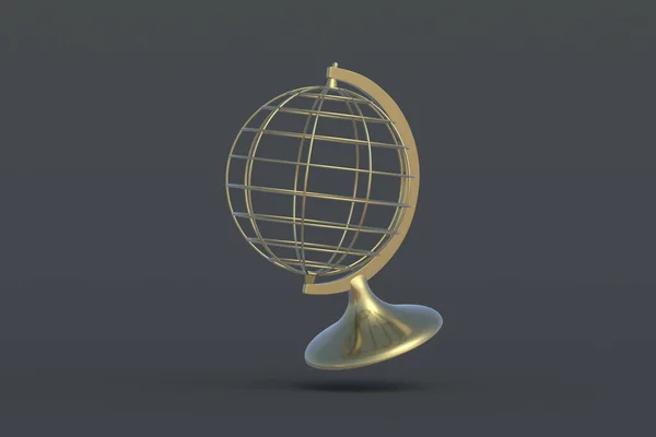 Провідний Глобус Золотистого Кольору Міжнародне Спілкування Географічна Освіта Світовий Бізнес — стокове фото