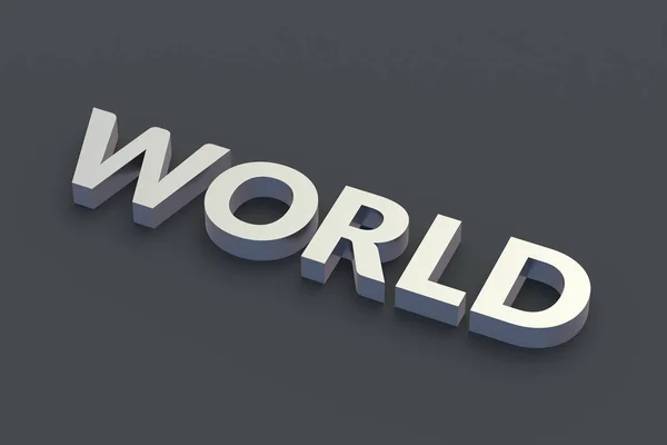 Metallic Word World Silver Color Render — 图库照片