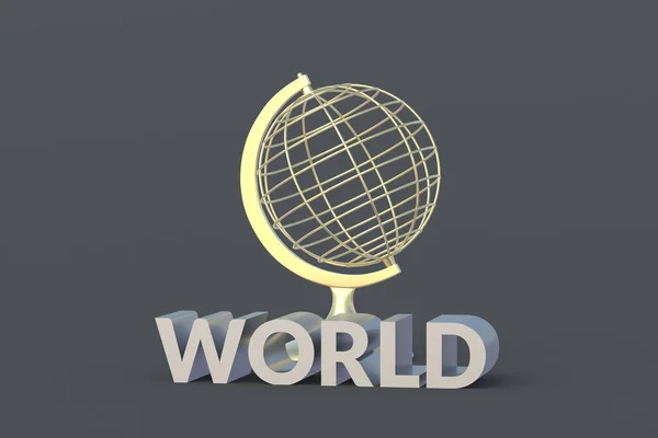 Wire Globe Golden Color Metallic Word World International Communication Geographic — Stock Photo, Image