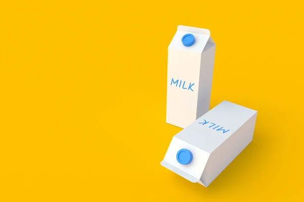 Kartonnen Pakjes Melk Zuiveldrank Gezond Drinken Begrepen Ruimte Renderen — Stockfoto