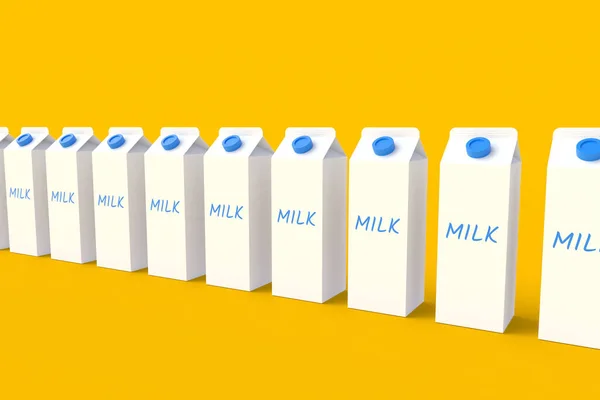 Row Packaging Milk Dairy Beverage Healthy Drink Render — Stock fotografie