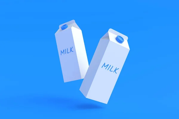 Flying Packaging Milk Dairy Beverage Healthy Drink Render — ストック写真