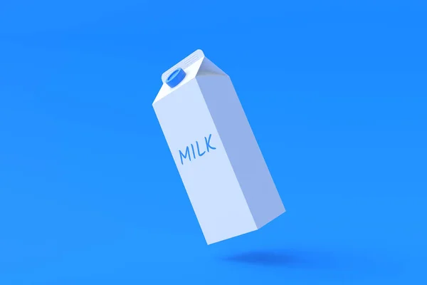 Flying packaging of milk. Dairy beverage. Healthy drink. 3d render