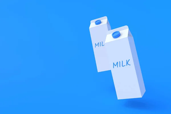 Vliegende Kartonnen Pakjes Melk Zuiveldrank Gezond Drinken Begrepen Ruimte Renderen — Stockfoto