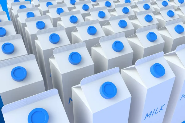 Many Rows Carton Packs Milk Dairy Beverage Healthy Drink Render — Photo