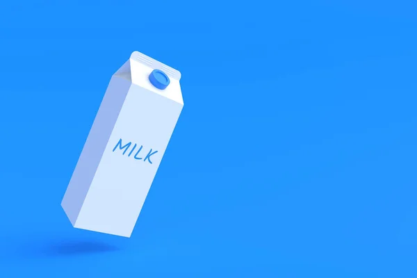 Flying carton pack of milk. Dairy beverage. Healthy drink. Copy space. 3d render