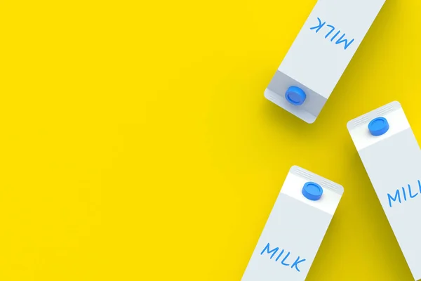 Verspreide Verpakking Van Melk Zuiveldrank Gezond Drinken Bovenaanzicht Begrepen Ruimte — Stockfoto
